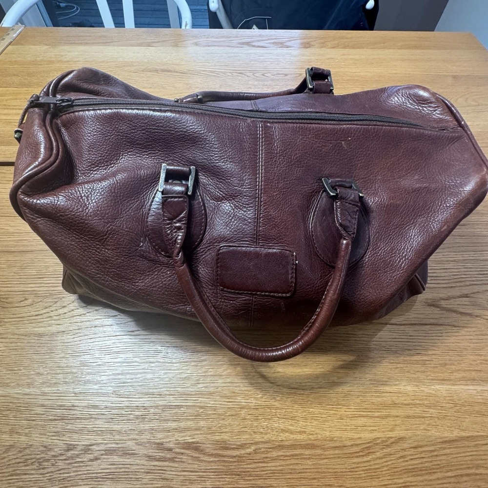 Latico Brown Pebbled Leather Duffel Bag Weekender Travel Luggage 20 inch